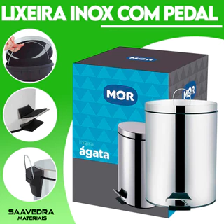 Lixeira Inox 30 Litros Pedal Cesto Balde Interno Removível Aço Inox
