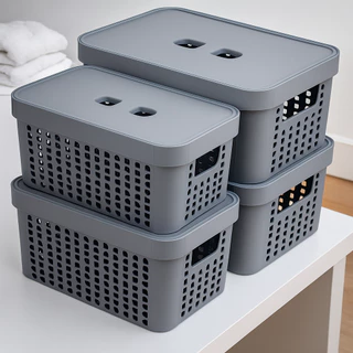 Kit 4 Caixas Organizadoras Com Tampa 2 Litros Cesto Grande em Plástico Resistente Organização em Oferta na Shopee