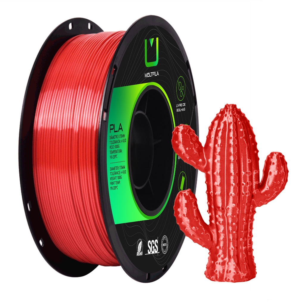 Filamento PLA Silk Vermelho Metalizado Impressora 3D 1kg Multfila ...