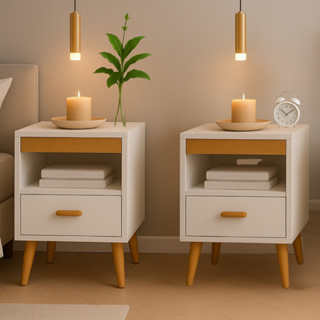 Kit 2 Mesa De Cabeceira Para Quarto Retrô Com Gaveta E Com Pés Criado Mudo Mesinha de Canto de Cama