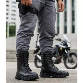 Bota Motociclista Feminina - Salto Médio Com Renda