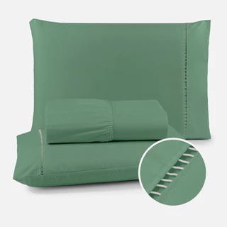 Jogo de Lençol Queen 03 Peças Percal 400 Fios 100% Micropercal Ponto Palito em Oferta na Shopee