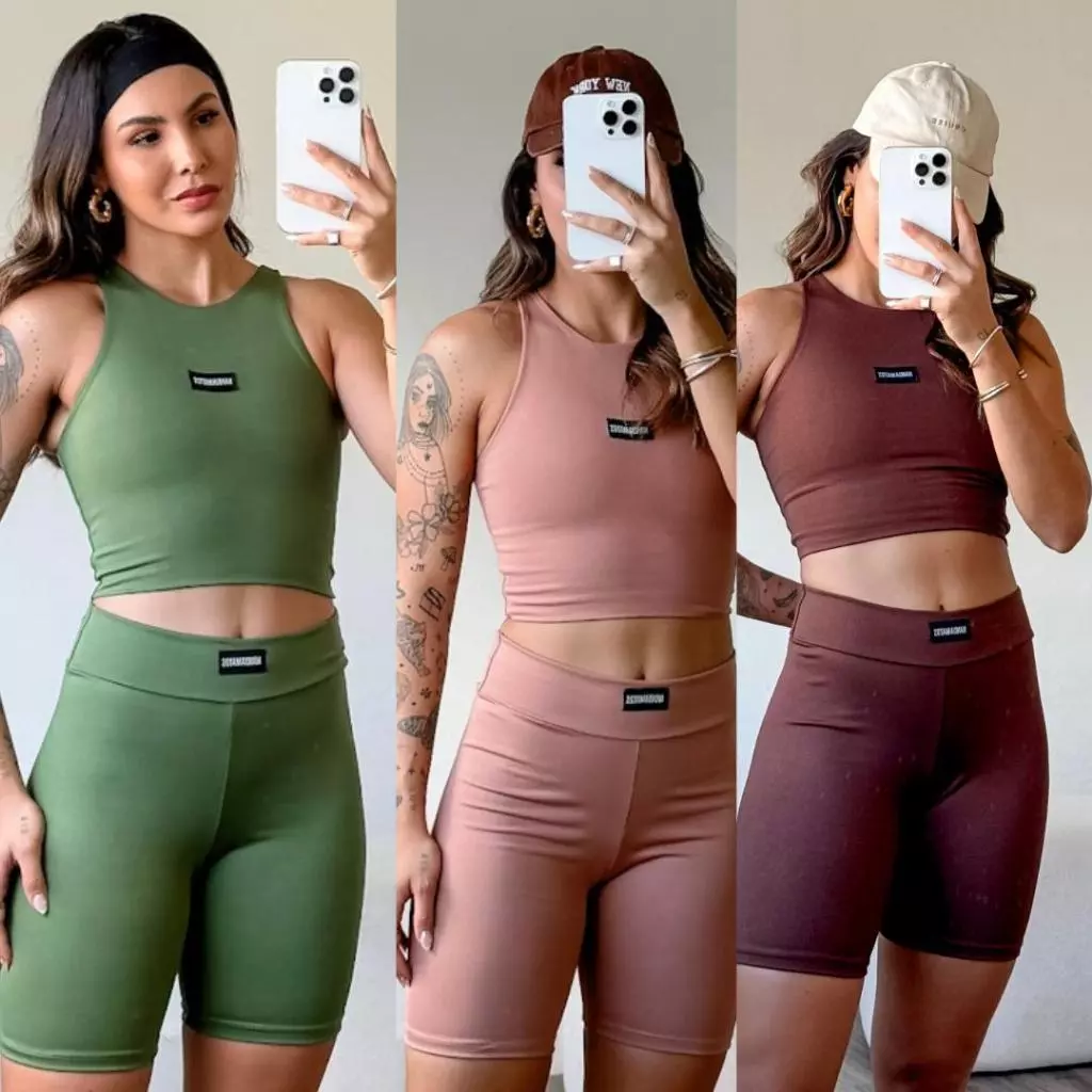 Kit 3 Short feminino academia