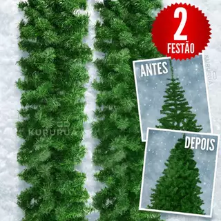 Festão Aramado Grosso Flexível Natal Luxo 270cm - 300 Galhos