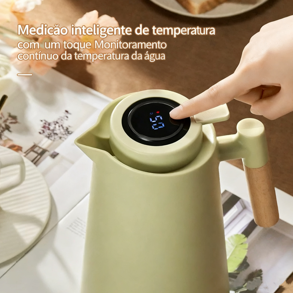 Garrafa Térmica Termômetro Digital 1L Café Chá Nórdica Com C