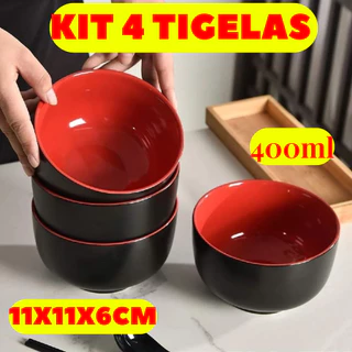 Kit 4 Tigelas 400ML 11X11X6CM De Plástico Resistente Cumbuca Pequena Redonda Multiuso