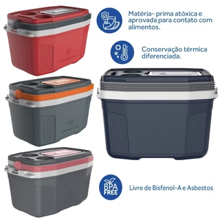 Caixa Térmica 32 Litros Cabe 45 Latas Air Flow Alta Qualidade Cinza/Azul/Marrom/Vermelha - Termolar