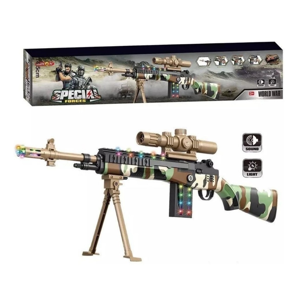 Machine Gun Ak Brinquedo Menino Vibração Luz E Som