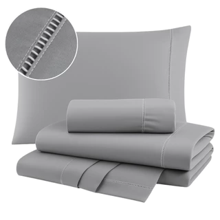 Kit Jogo de Lençol 400 Fios Micropercal Ponto Palito Cama Casal Queen Solteiro King Extra Macio em Oferta na Shopee