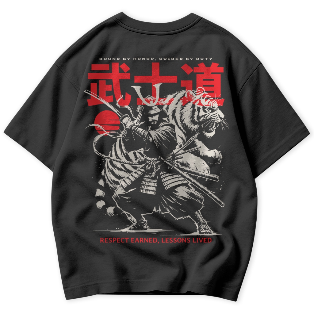 Camiseta Oversized Samurai Tigre Masculina Treino Academia