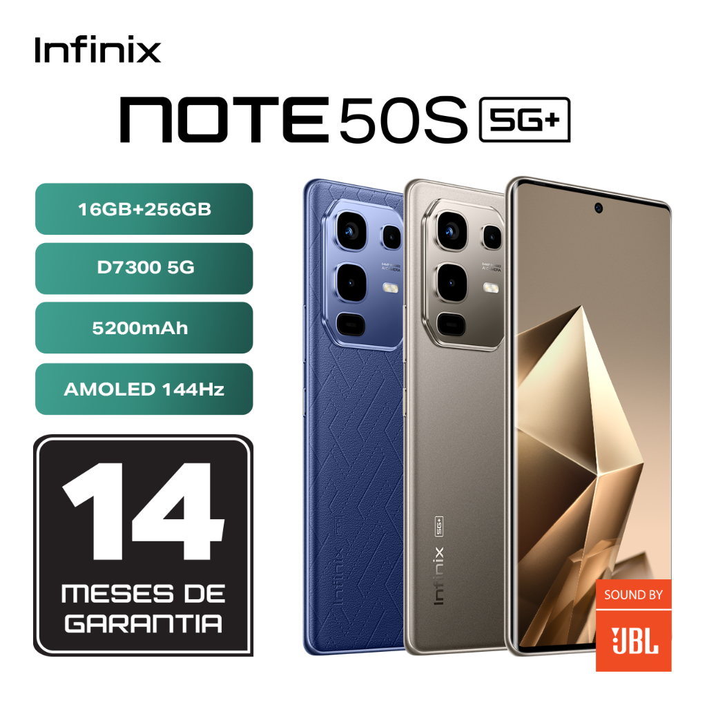 Infinix Note 50S 5G 256GB/8GB RAM, Processador Dimensity 7300 Ultimate, Câmera 64MP, Bateria 5200mAh