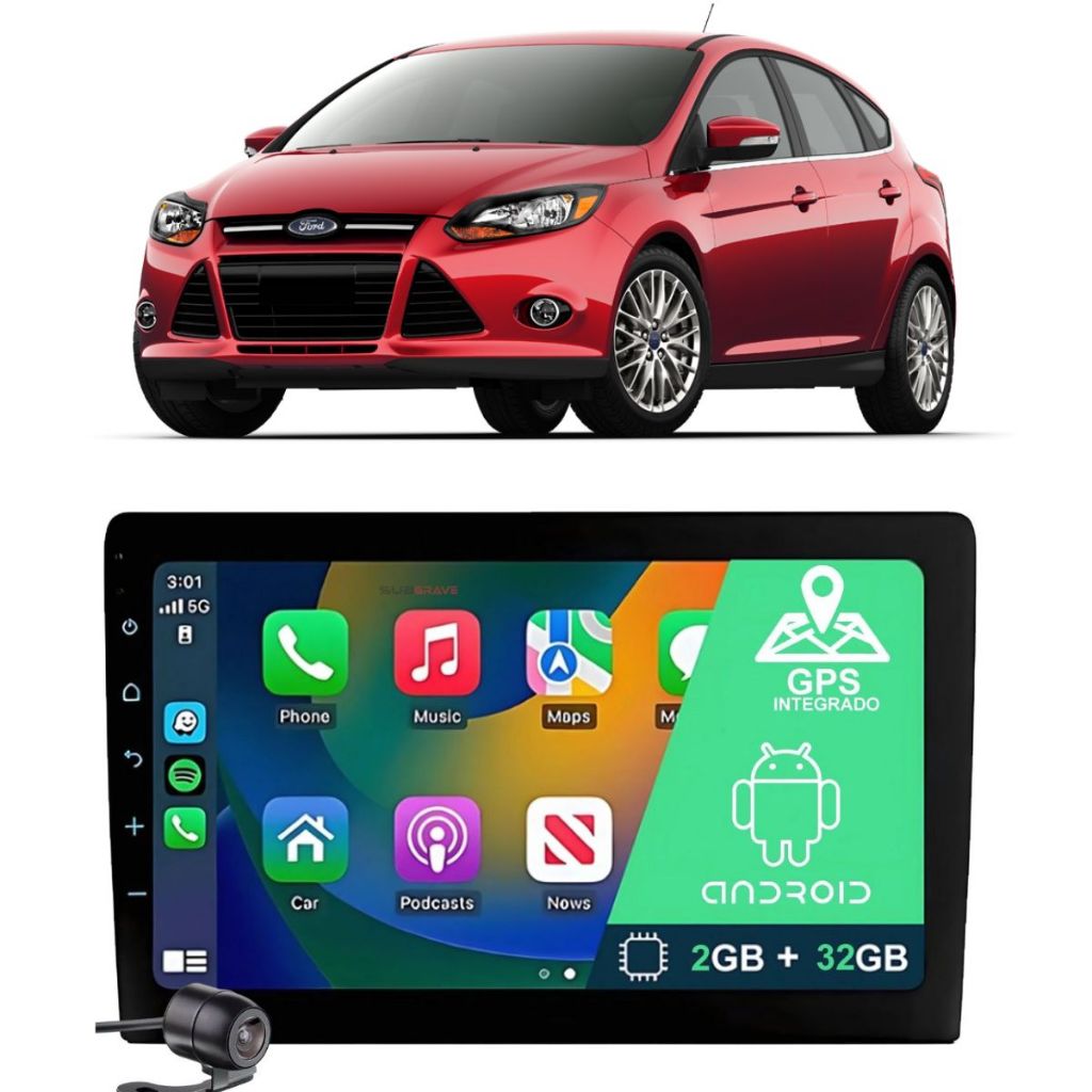Kit Central Multimidia 9 Polegadas Android Gps Carplay Ford Focus 2009 ...