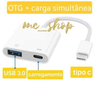 Cabo OTG 2 em 1 Tipo-C USB 3.0 – Compatível com Android/iOS, Suporte a Microfone e Live