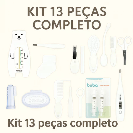 Kit Higiene Bebê Completo 13 Peças Pimpolho & Buba | Enxoval Recém-Nascido Chá Revelação Presente