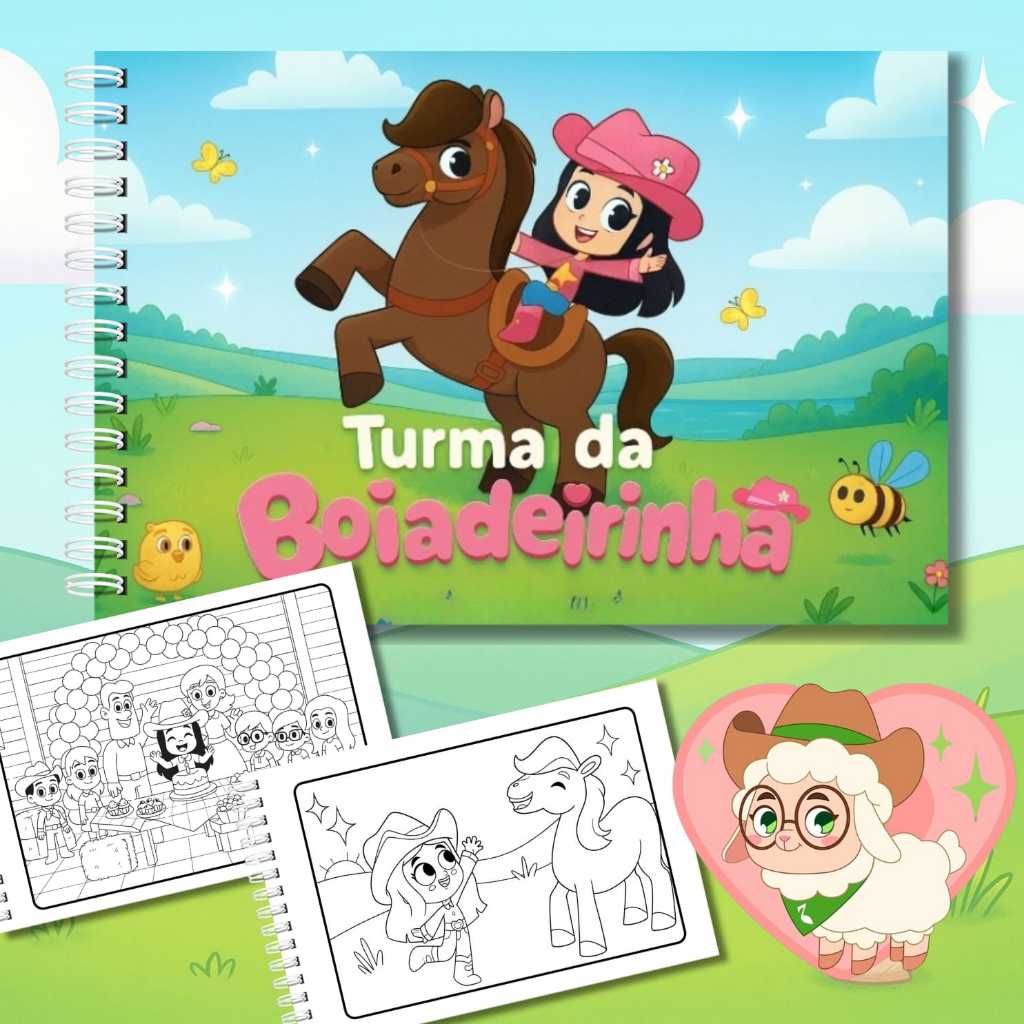 Livro de colorir TURMA DA BOIADEIRINHA | Capa dura | folhas grossas 180g | 50 folhas