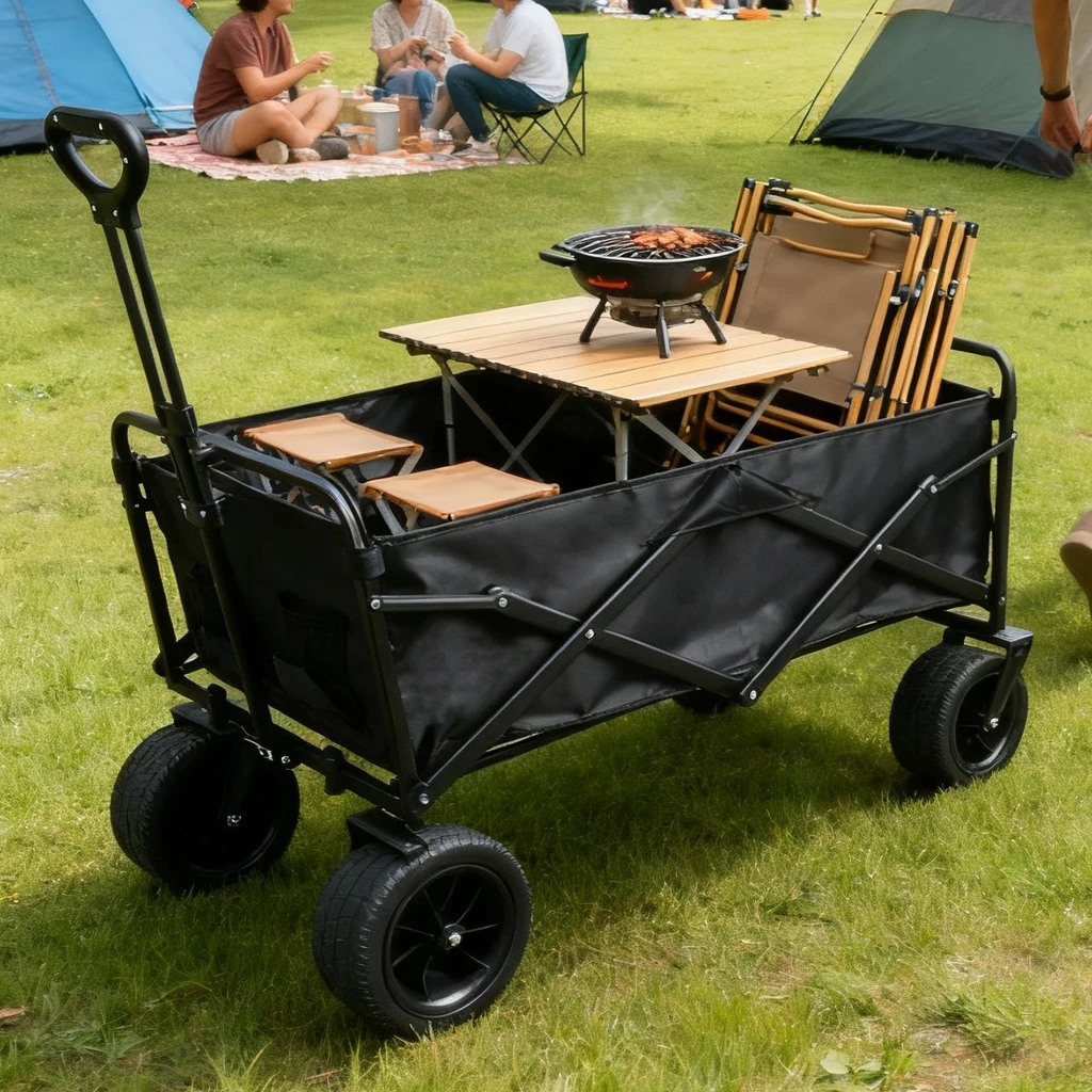 Carrinho Multiuso, Suporta até 180 KG, Dobrável, Próprio para Transporte em Camping, Praia, Compras, etc.