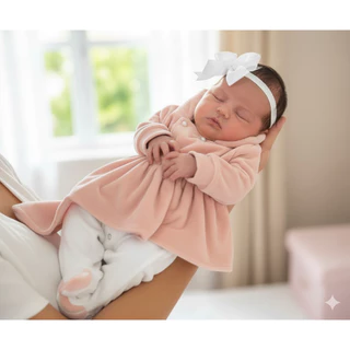 Macacão Bebê Menina Roupa de Frio Longo de Plush Eloá Kit 3 Peças