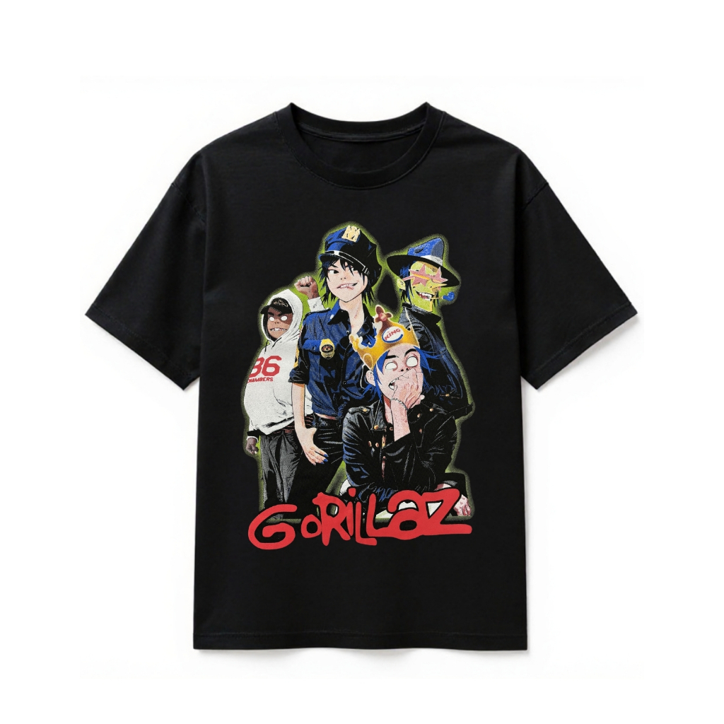 Camiseta Gorillaz Preta Banda De Rock Unissex 100% Algodão Adulto