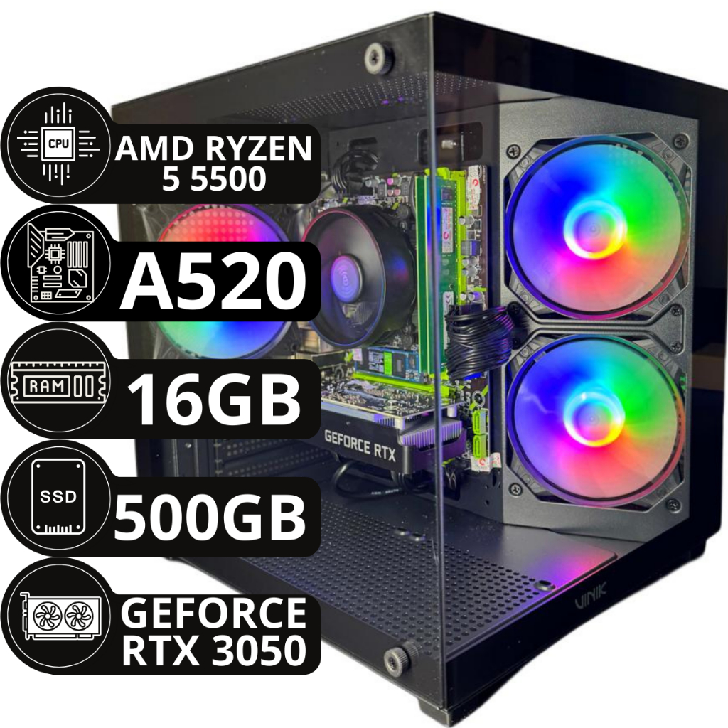 【ますぴ@プロフ必読 】ryzen55500,A520M-A,メモリ16g Pc Gamer Amd Ryzen 5 5500, A520M, 16gb Ddr4, 3200Mhz, Nvme 500gb