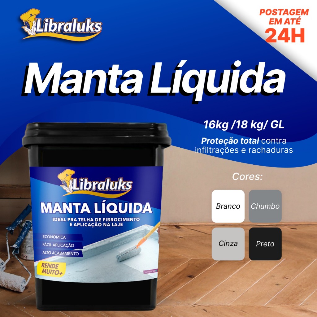 Manta Líquida Libraluks 18KG Impermeabilizante Telhado Laje Fachada ...