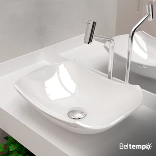 Cuba Pia de Apoio Sobrepor Abaulada 45x31 Branca Banheiro Lavabo Beltempo BT-3003