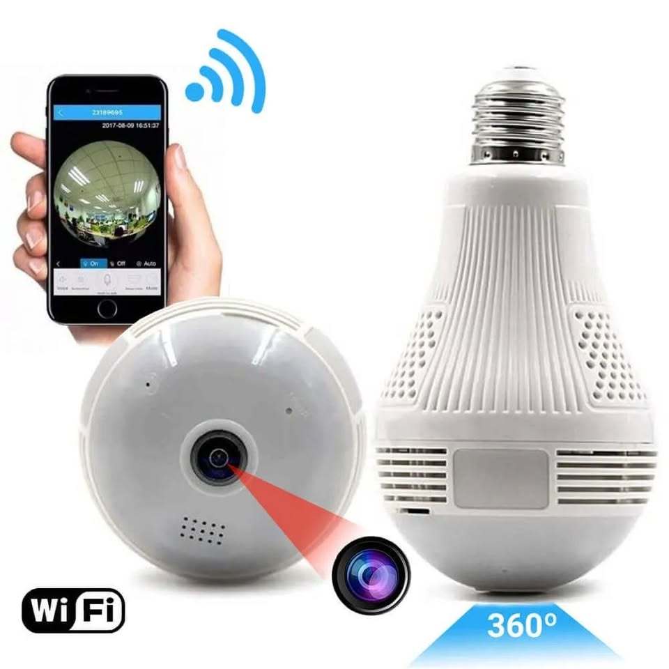 Câmera Lampada Ip 360° Hd Panorâmica Led Wifi - Cor Branco | Shopee Brasil
