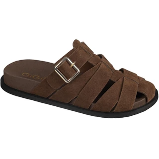 Sandália Feminina Papete Clog Tiras Camurça Fivela Lateral Casual Moderno GiGiL em Oferta na Shopee