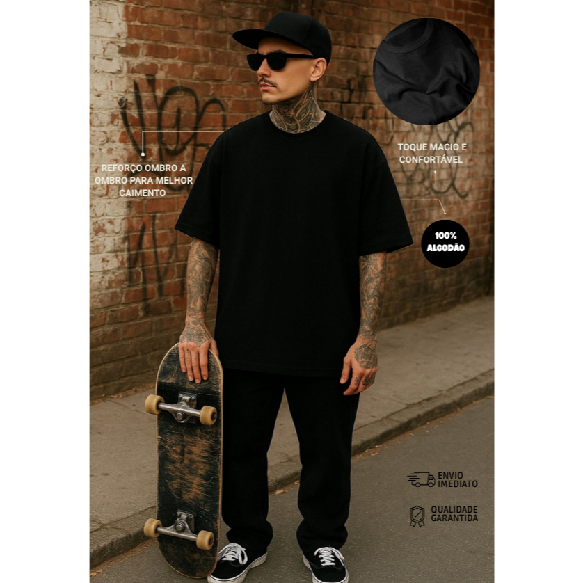 Camiseta Oversized Streetwear Estilo Skate Skatista | Shopee Brasil
