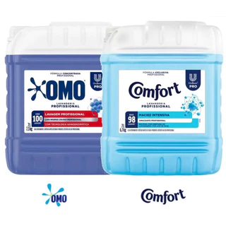Lava Roupas Líquido Omo Lavanderia Profissional 7L + Amaciante Diluído Comfort 7L