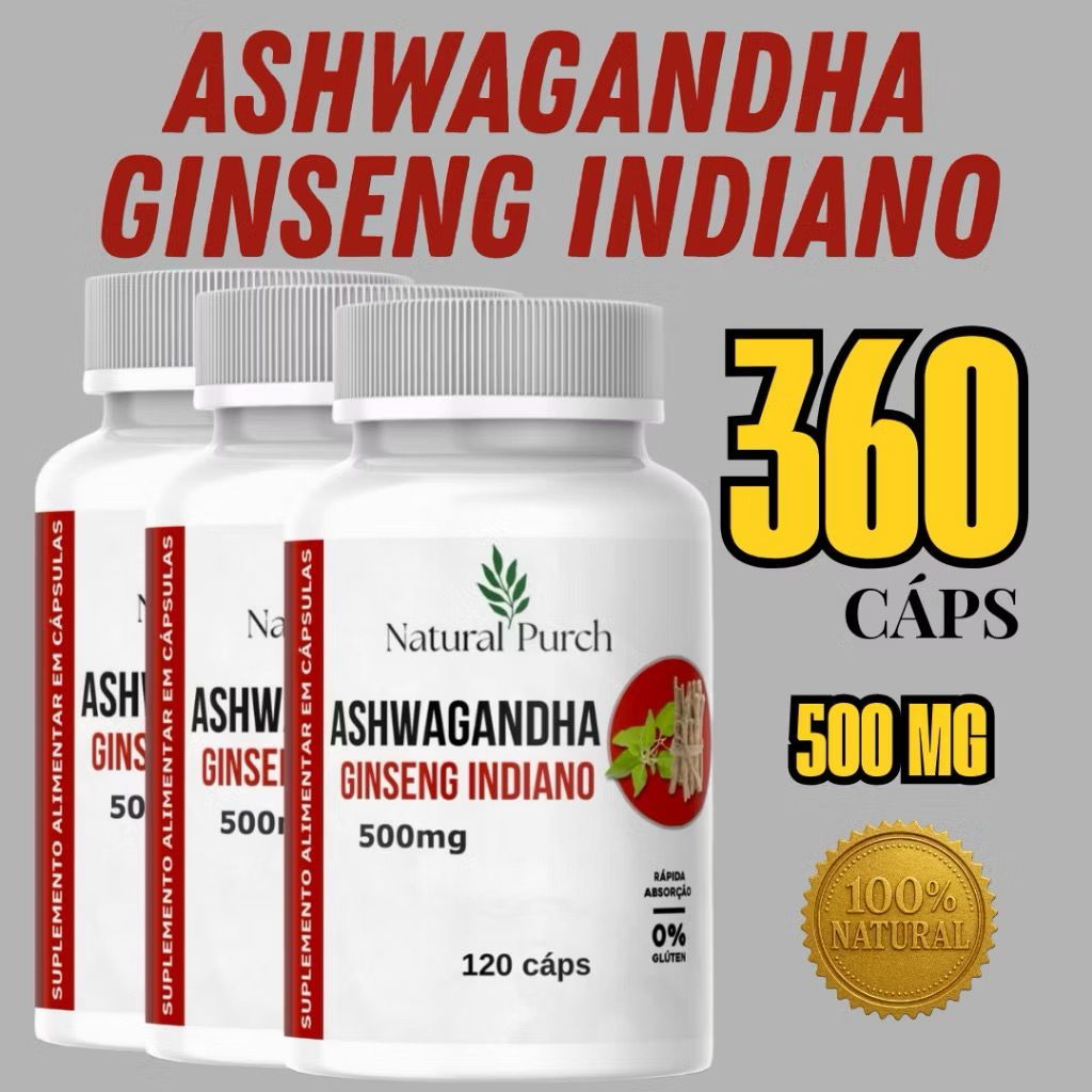 Ashwaganda Ginseng Indiano 120 Cápsulas 500mg - Produto 100% Natural