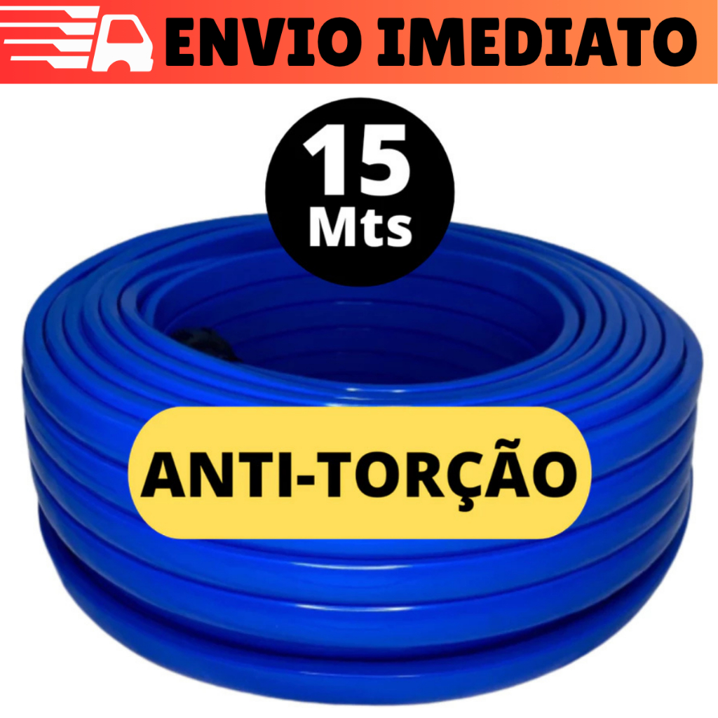 Mangueira De Jardim 15 metros Anti-Torção Chata Resistente Anti-Dobra Antitorção Forte Não Dobra