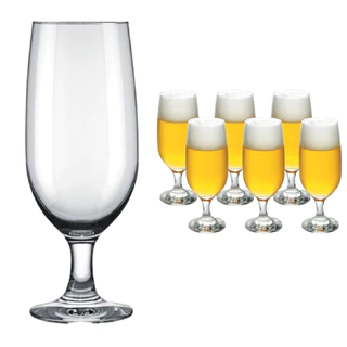 Jogo 24 Taças Copo de Vidro Floripa 330ml Cerveja Chopp Bar Restaurante - Transparente e Resistente
