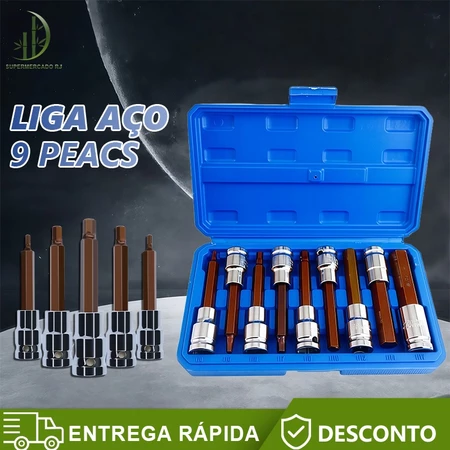 Conjunto de 9 peças de chaves elétricas sextavadas 1 2 4 A 17mm