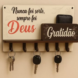 Porta Chaves E Carteiras Mdf Com Ganchos E Cabideiros Para Casa E Decoração E Organizador