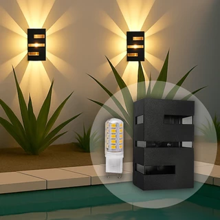 Kit 4 Arandela Externa Interna Preta / Branca com LED Branco Frio ou Quente