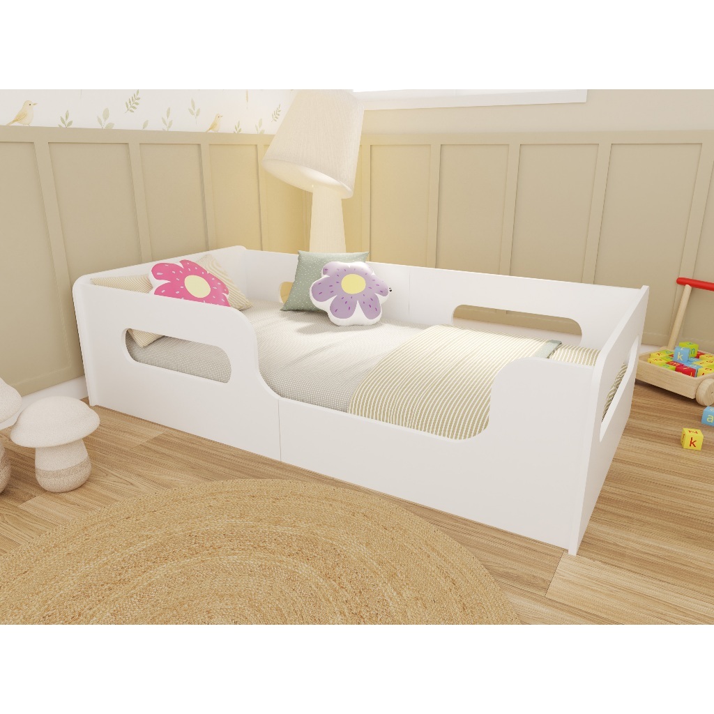 Cama Infantil Montessoriana Grade Proteção Valentina Caminha Cercado ...