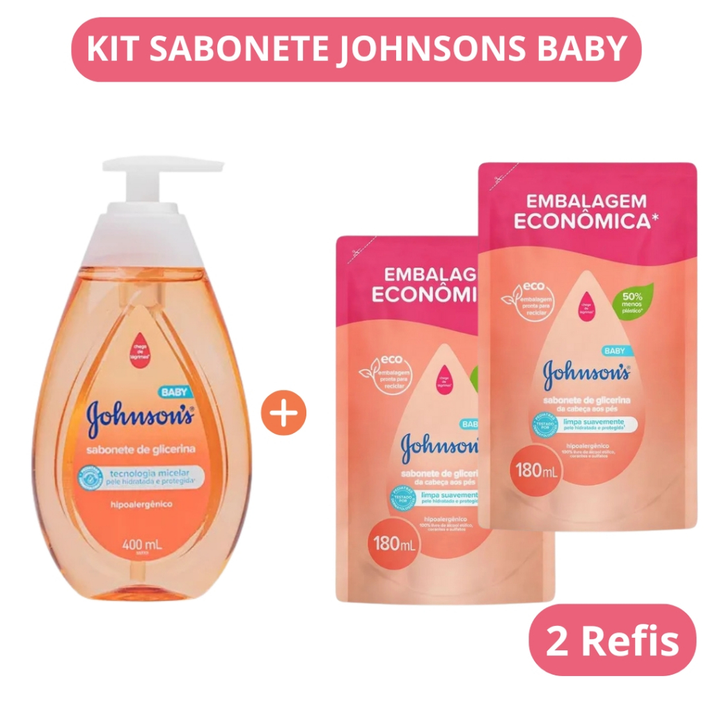 Kit Sabonete Líquido Johnsons da Cabeça aos Pés 01 Pump 400ml + 02 ...
