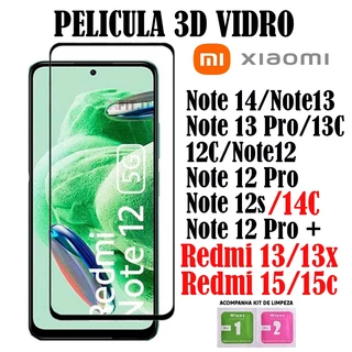 Pelicula Vidro 3d Redmi 13X/Redmi 13/15C/Redmi 15/14C/Note 14/ Note13/Note 13 Pro/13C/12C/Note12/Note 12 Pro/Note 12s