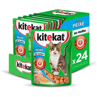 Kit 24 un. Ração Úmida Kitekat Sachê Para Gatos Sabor Peixe ao Molho 70g em Oferta na Shopee