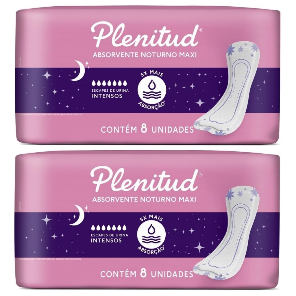 Kit 2un Absorvente Plenitud Femme Noturno MAXI 8un - ROSA | Shopee Brasil