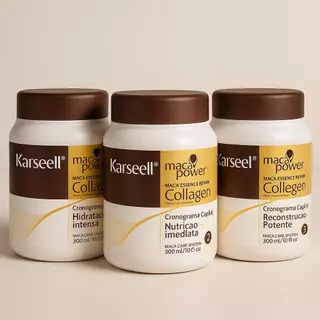 Kit Cronograma Capilar Completo – 3 Máscaras (Hidratação, Nutrição e Reconstrução) em Oferta na Shopee