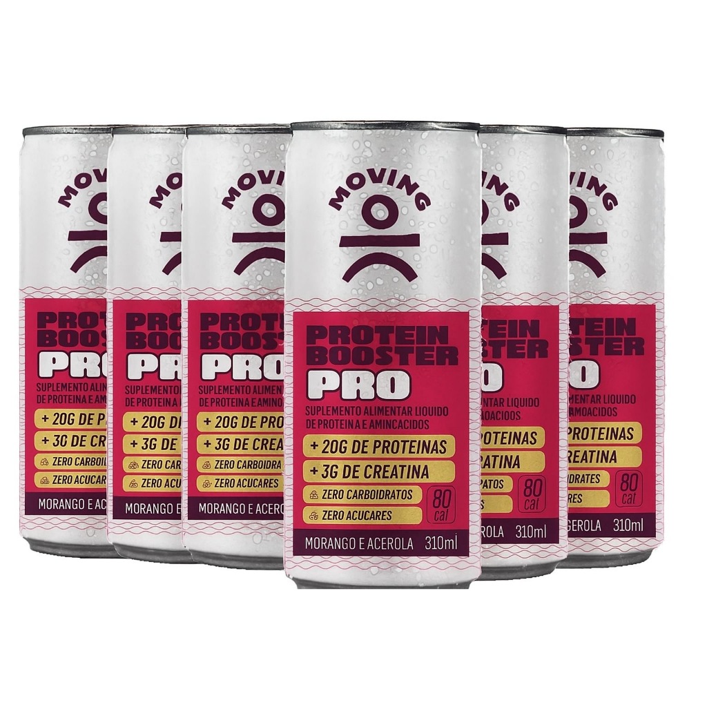Moving Protein Booster - Morango e Acerola - 6x310ml Zero Açúcares 20g ...