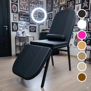 Maca Fixa 3 Posições Reclinavel Tattoo Estética Massgem Blue Hell Compact Diamante + Almofada Brinde