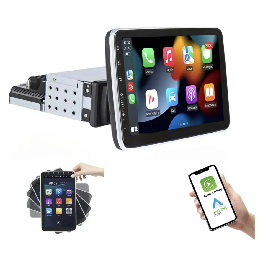 Multimidia 9p 1din Tela Rotativa Flutuante Carplay Android Auto 2gb ...