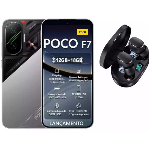 POCO F7 GLOBAL 5G PRETO - 12GB/512GB - IP68 - LANÇAMENTO