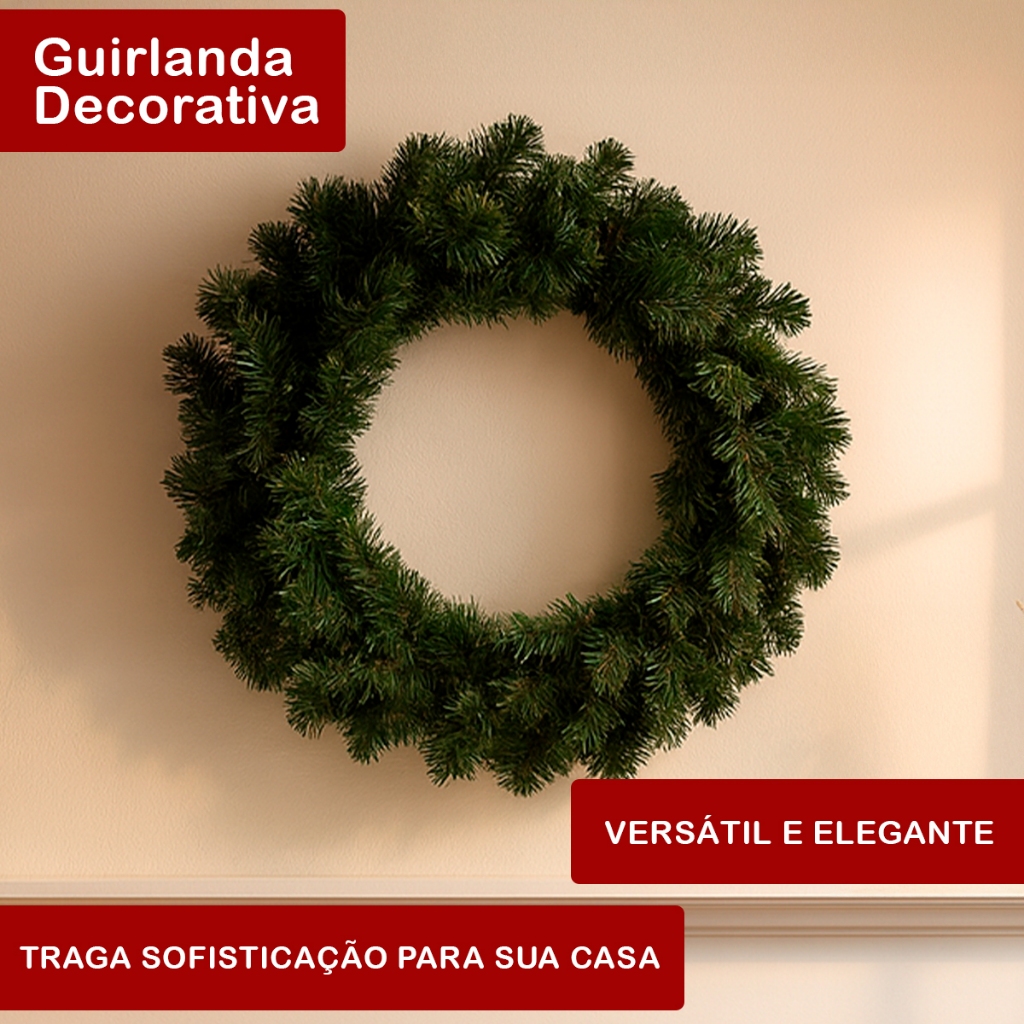 Guirlanda Tradicional de Natal Decorativa 40cm - Bela Flor