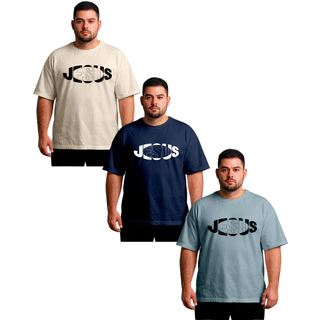 Kit 3 Camisa Basica Plus Size P ao G5 Estampada "Jesus" T-Shirt 100% Algodão Confortavel Para O Dia A Dia
