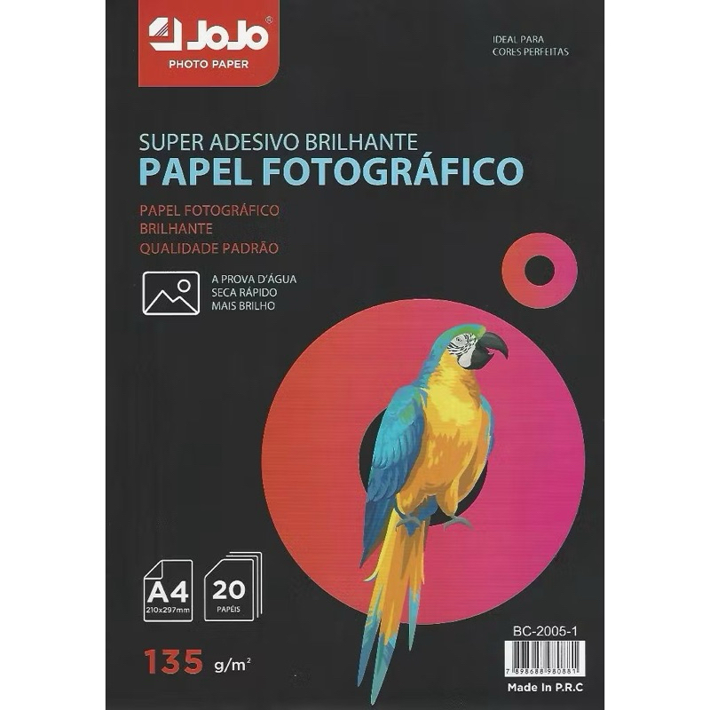60 folhas Papel Fotográfico Adesivo 135g Brilhante A4 Premium A prova d ...