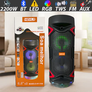 Caixa De Som Bluetooth Portátil Potente Falantes 2x 6,5" 1800w Fm Led Rgb em Oferta na Shopee