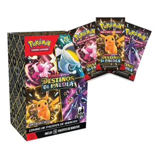 COMBO DE BOOSTER 18 PACOTES COLEÇÃO DESTINOS DE PALDEA EV4.5 COPAG CARTA POKÉMON TCG BOX MNI DISPLAY